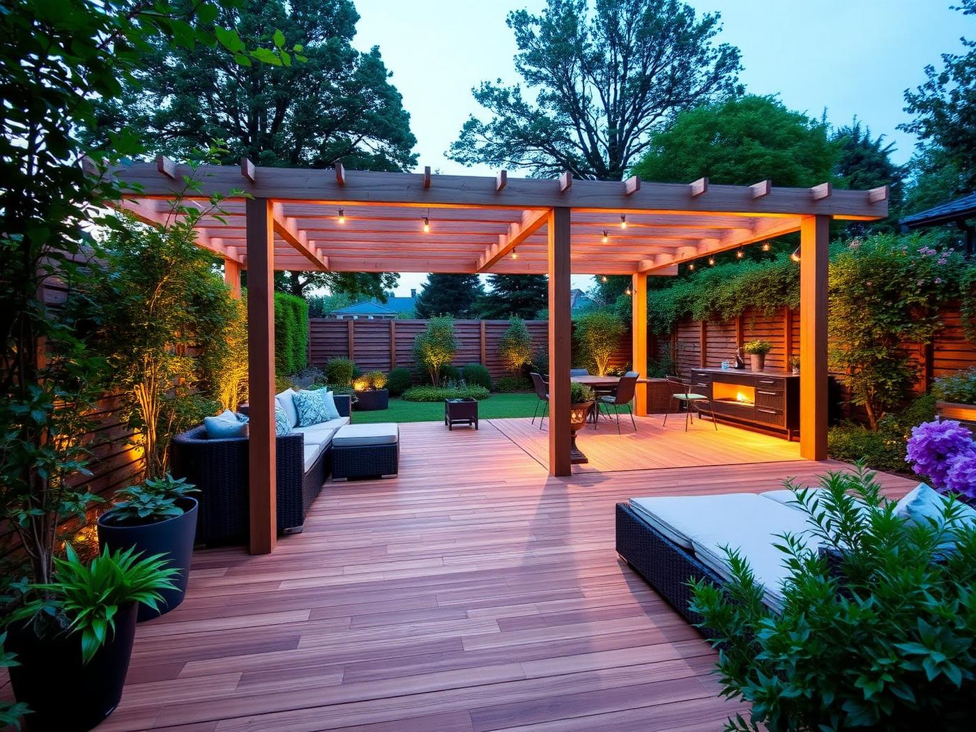 New timber decking and pergola