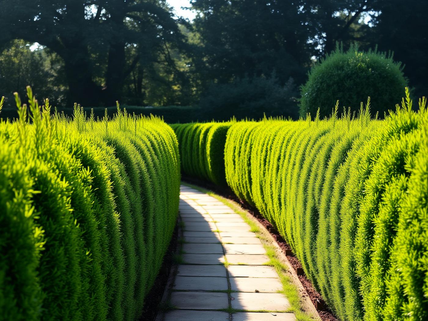 Hedge cutting on established garden boundary