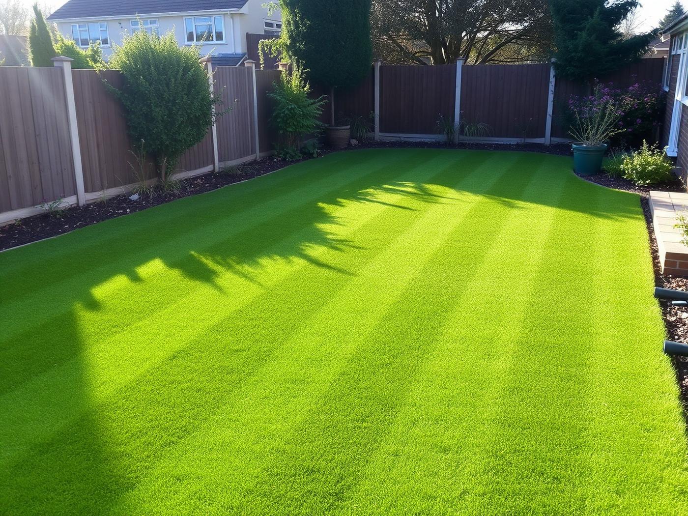 Freshly installed garden turf